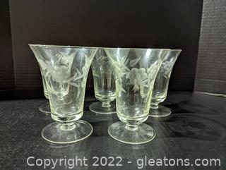Floral Etched Iced Tea Glasses (5) 