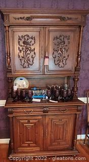 Beautifully Carved Antique French Hunt Cabinet/Buffet 