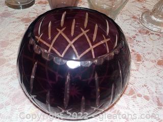Exquisite Vintage Cut to Clear Gorham Amethyst Rose Bowl (Crystal) 