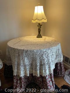 Round Accent Table W/Custom Cover & Glass Top