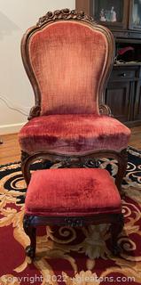 Armless Victorian Style Antique Chair w/Ottoman