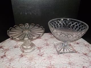 Two Beautiful Cut Glass/Crystal Vintage Serving Pieces 
