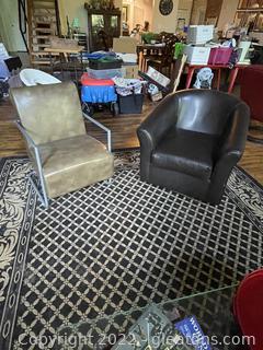 2 Faux Leather Chairs