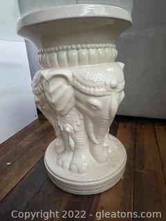 Elephant End Table with Glass Top