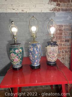 3 Vintage Chinese Lamps