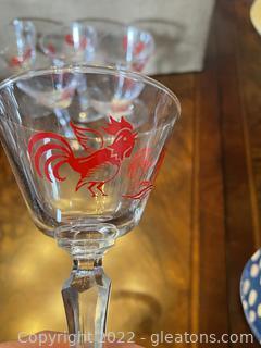 1950s Rooster Cordial Glasses