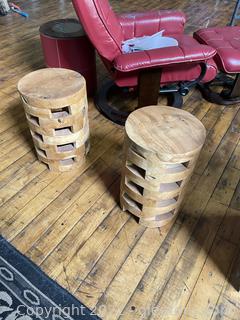 2 Round Wooden Tables