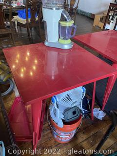 2 Red Metal Tables