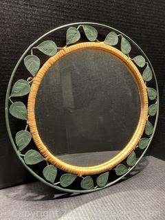 Vintage Metal and Wood Mirror