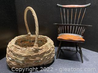 Woven Basket & Miniature Chair