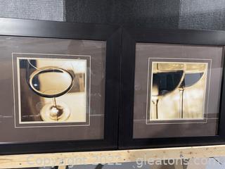 Gold Toned Framed Close Up Wine Prints (2)