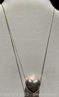 Italian Silver Heart Pendant Necklace