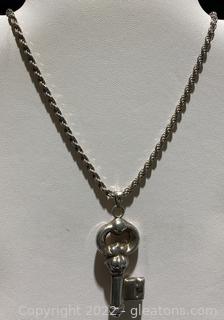 Sterling Silver Skeleton Key Chain Necklace