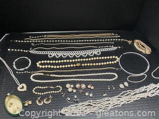 Costume Pearl Jewelry Lot