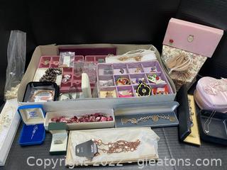 Large Costume Jewelry Collection W/Organizers 