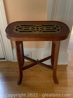 Traditional Mahogany Butlers Table with Brass Center (see dimensions)