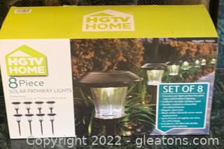 HGTV Home 8pc Solar Pathway Light Set NIB 
