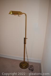 Mid Century Brass Pharmacy Style Adjustable Floor Lamp 