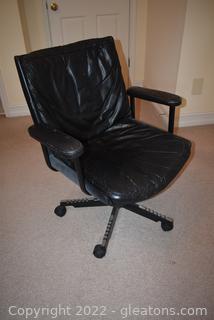 Vintage Black Leather Office Chair 