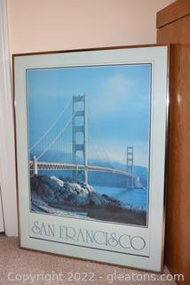 Vintage Framed Art Print Poster San Francisco Golden Gate Bridge 