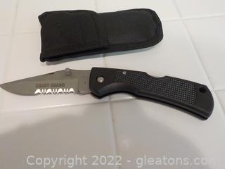 Maxam Coast Guard Folding Blade Survival Knife with Sheath