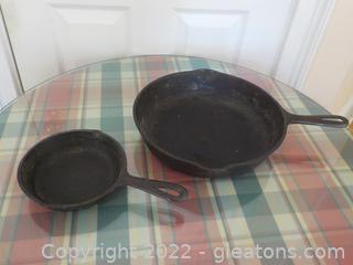 Two Seasoned Iron Skillets Made in the USA