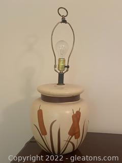 Stoneware Cattail Table Lamp