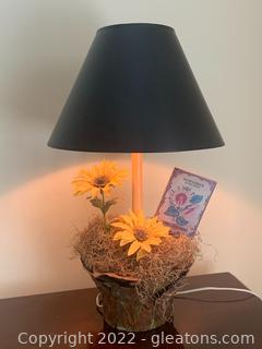 “Basket of Sunflowers” Table Lamp with Black Shade