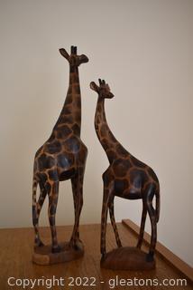 Carved Wood Giraffes 