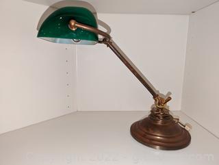 Vintage Brass Bunker Lamp 