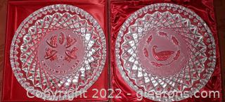 2 Gorgeous Waterford Crystal 1988 and 1989 12 Days of Christmas Plates with Boxes