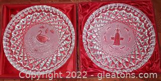 2 Gorgeous Waterford Crystal 1990 and 1991 12 Days of Christmas Plates