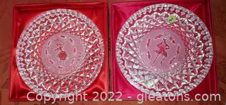 2 Gorgeous Waterford Crystal 1992 and 1993 Christmas Plates with Boxes