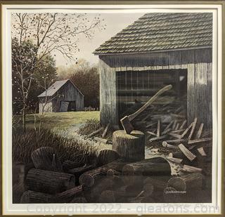 Jim Harrison Signed 287/1500 Artist Print “Woodpile” with 3 Extra Study Prints (Not all in 1st Pic) 