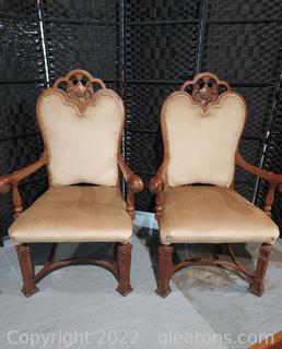 Pair of Gorgeous John M. Smyth Co. Oversized Dining Room Captain’s Chairs