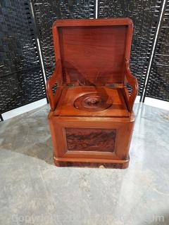 Antique Victorian Bedroom Toilet with Folding Arms and Lid