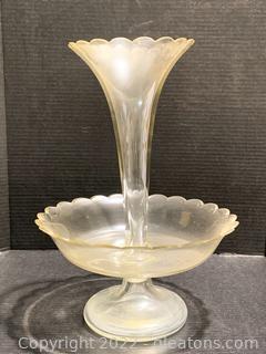 Vintage Scalloped Edge Glass Epergne (2 pcs)