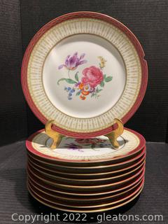 Set of 10 Puls Floral and Gold Embellished Dinner Plates