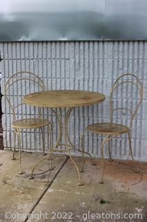 Mid Century Iron Bistro-Style TableWith 2 Chairs