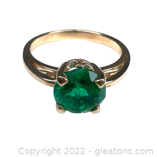 Classic Solitaire Dyed Green Quartz in 14K Yellow Gold
