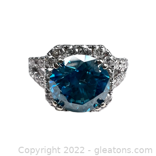 Appraised $10,216 Gorgeous 2.02ct Blue Diamond Engagement Ring 14kt White Gold