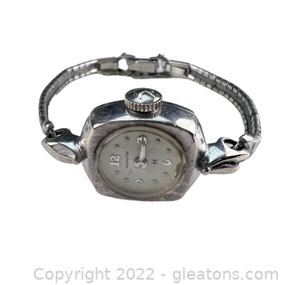 Vintage 14kt White Gold Ladies Hamilton Manual Watch
