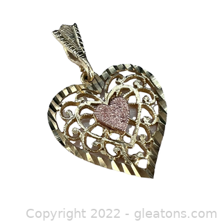 14kt Yellow and Rose Gold Heart Pendant