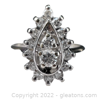 14kt White Gold Pear Cluster Diamond Ring