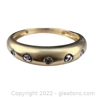 Nice 14kt Yellow Gold Domed Satin Band with Diamonds
