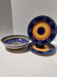 Lovely Pier/Italian Swirl Large Bowl and 2 Plates