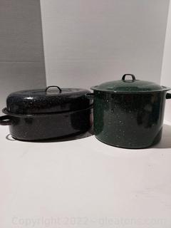 2 Granite Ware Pots