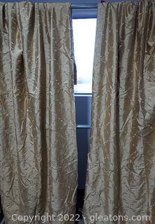 Pair of Gorgeous Gold Custom Made Rod Pocket Curtain Panels-Lined