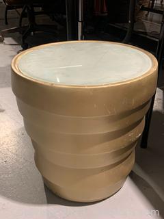 Goldtone Planter Accent Table with Frosted Glass Top