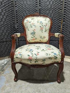 Antique Victorian Hand Carved Floral Arm Chair (A)